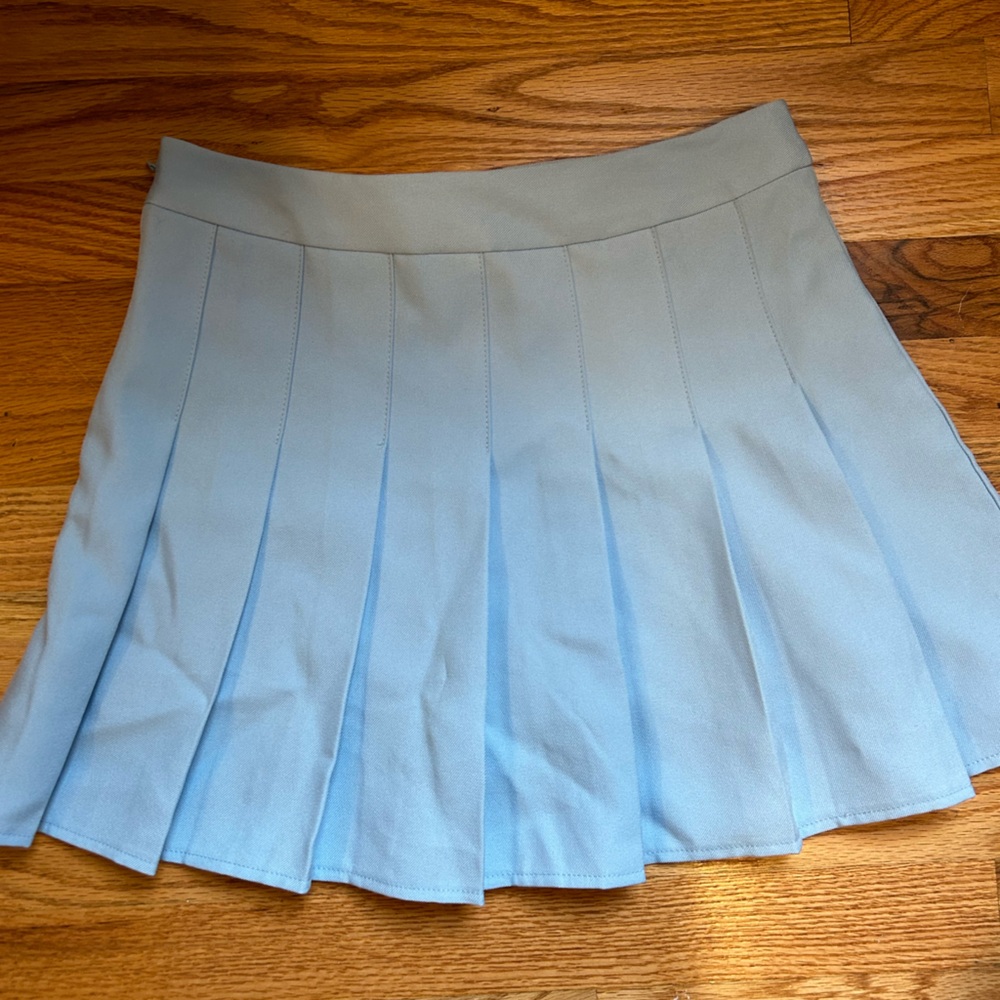 Baby blue pleated mini skirt